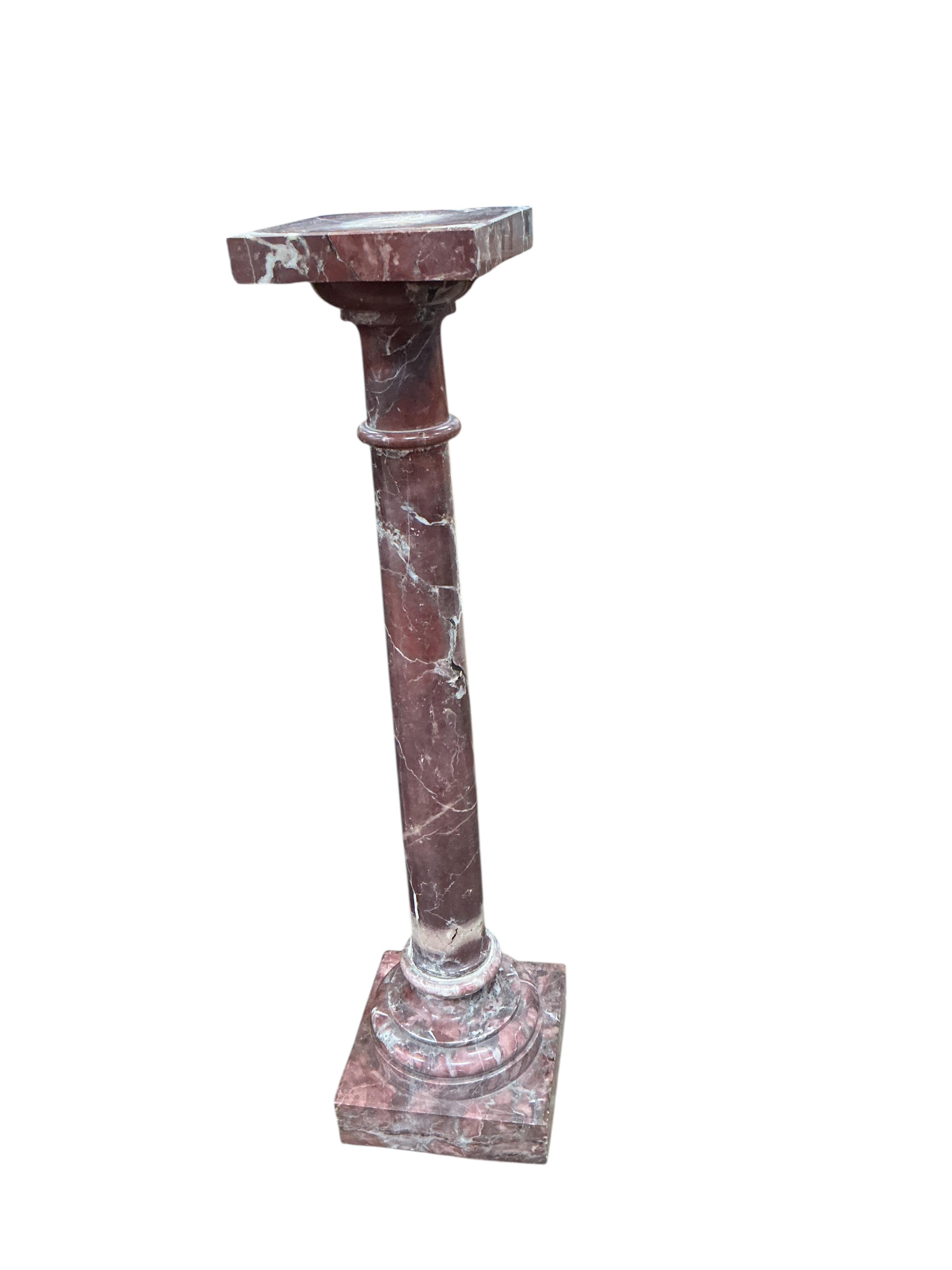 A Victorian rouge marble pedestal, height 114cm
